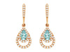.52CT DIAMOND & AAA AQUAMARINE 14K ROSE GOLD PEAR SHAPE & ROUND HANGING EARRINGS