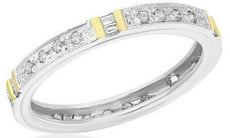 .22CT DIAMOND 14KT WHITE & YELLOW GOLD ROUND & BAGUETTE WEDDING ANNIVERSARY RING