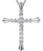ESTATE .37CT DIAMOND 14KT WHITE GOLD 3D CLASSIC CROSS FLOATING PENDANT