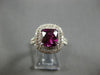 LARGE 4.80CT DIAMOND & AAA RHODOLITE 14KT WHITE GOLD DOUBLE HALO ENGAGEMENT RING