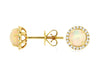 ESTATE 1.16CT DIAMOND & AAA OPAL 14K YELLOW GOLD ROUND HALO FLOWER STUD EARRINGS