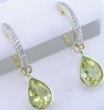 1.49CT DIAMOND & AAA LEMON QUARTZ 14KT YELLOW GOLD 3D TEAR DROP HANGING EARRINGS