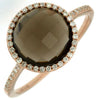 2.90CT DIAMOND & AAA SMOKY TOPAZ 14KT ROSE GOLD 3D CLASSIC ROUND HALO FUN RING