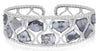 LARGE 7.18CT WHITE & ICE DIAMOND 18K WHITE GOLD MULTI SHAPE CUFF BANGLE BRACELET