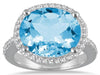 LARGE 8.3CT DIAMOND & AAA BLUE TOPAZ 14KT WHITE GOLD ROUND & OVAL HALO FUN RING