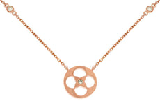 .06CT DIAMOND 14KT ROSE GOLD 3D ROUND STAR FLORAL BY THE YARD LOVE NECKLACE