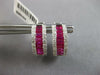WIDE 2.68CT DIAMOND & AAA RUBY 18K WHITE GOLD 3 ROW HUGGIE HOOP HANGING EARRINGS
