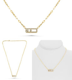 .26CT DIAMOND 14KT YELLOW GOLD 3D RECTANGULAR OCTAGON DOUBLE FLOATABLE NECKLACE