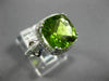 ESTATE LARGE 4.40CT DIAMOND & AAA CUSHION PERIDOT 14K WHITE GOLD SQUARE FUN RING