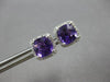 3.08CT DIAMOND & AAA AMETHYST 14KT WHITE GOLD CUSHION & ROUND HALO STUD EARRINGS