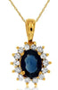 1.30CT DIAMOND & AAA SAPPHIRE 14KT YELLOW GOLD 3D OVAL & ROUND FLOATING PENDANT
