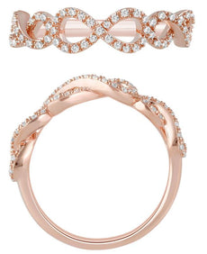 ESTATE .20CT DIAMOND 14KT ROSE GOLD CLASSIC INFINITY LOVE KNOT ANNIVERSARY RING
