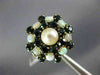 ANTIQUE LARGE 1.80CT AAA SAPPHIRE OPAL & PEARL 14K YELLOW GOLD 3D FLOWER RING