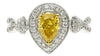 1.24CT WHITE & FANCY YELLOW DIAMOND 18KT 2 TONE GOLD PEAR SHAPE ENGAGEMENT RING