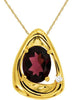 2.22CT DIAMOND & AAA GARNET 14KT YELLOW GOLD 3D OVAL & ROUND TRIANGULAR PENDANT