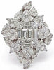 LARGE 3.44CT DIAMOND & BLACK ENAMEL 18KT WHITE GOLD 3D MULTI SHAPE COCKTAIL RING
