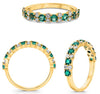 .93CT DIAMOND & AAA EMERALD 14KT YELLOW GOLD 3D ROUND SEMI ETERNITY WEDDING RING