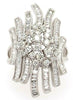 LARGE 1.99CT DIAMOND 18KT WHITE GOLD ROUND & BAGUETTE FLOWER FILIGREE FUN RING