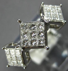 .75CT DIAMOND 14KT WHITE GOLD PRINCESS 3D PAST PRESENT FUTURE ANNIVERSARY RING