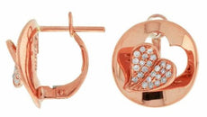 ESTATE .20CT DIAMOND 14KT ROSE GOLD 3D DOUBLE HEART CIRCULAR CLIP ON EARRINGS