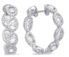 1.90CT DIAMOND 14KT WHITE GOLD 3D ROUND & OVAL INSIDE OUT HOOP HANGING EARRINGS