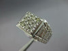 WIDE .35CT DIAMOND 14KT WHITE GOLD 3D MATTE & SHINY SQUARE CLUSTER 3D MENS RING