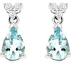 3CT DIAMOND & AAA AQUAMARINE 14KT WHITE GOLD PEAR SHAPE & ROUND HANGING EARRINGS