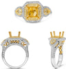 LARGE 1.4CT WHITE & FANCY YELLOW DIAMOND 18K 2 TONE GOLD PEAR SHAPE & ROUND RING