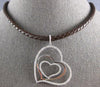 ESTATE 1.74CT DIAMOND 14KT WHITE GOLD 3D TRIPLE HEART SIDEWAY FLOATING PENDANT