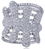 ESTATE LARGE 4.14CT DIAMOND 14KT WHITE GOLD 3D PAVE MULTI ROW STARFISH FUN RING