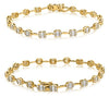 1.55CT DIAMOND 14KT YELLOW GOLD ROUND & BAGUETTE MULTI LINK MULTI SHAPE BRACELET