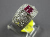 .75CT DIAMOND & AAA RUBY 14KT WHITE GOLD PRINCESS & ROUND FILIGREE FLORAL RING