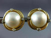 ESTATE .22CT DIAMOND AAA MABE PEARL 14KT YELLOW GOLD 3D ROUND CLIP ON EARRINGS