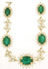 LARGE 9.9CT DIAMOND & AAA EMERALD 14K YELLOW GOLD 3D OVAL FLOWER TENNIS NECKLACE