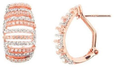 WIDE .86CT DIAMOND 14KT ROSE GOLD 3D MULTI ROW SEMI CIRCULAR HANGING EARRINGS
