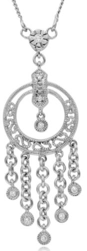 .10CT DIAMOND 14K WHITE GOLD ROUND FILIGREE CHANDELIER BY THE YARD LOVE NECKLACE