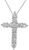 3.0CT DIAMOND 18KT WHITE GOLD CLASSIC ROUND SHARED PRONG CROSS FLOATING PENDANT