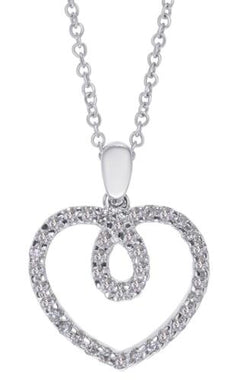 .38CT DIAMOND 18KT WHITE GOLD 3D ROUND INFINITY LOVE KNOT HEART FLOATING PENDANT