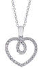 .38CT DIAMOND 18KT WHITE GOLD 3D ROUND INFINITY LOVE KNOT HEART FLOATING PENDANT
