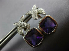 ESTATE LARGE 10.88CT DIAMOND & AAA AMETHYST 18K WHITE GOLD FUN HANGING EARRINGS