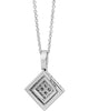 ESTATE .52CT DIAMOND 18KT WHITE GOLD FLOWER GEOMETRICAL SQUARE FLOATING PENDANT