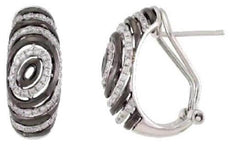 .34CT DIAMOND 14KT WHITE & BLACK GOLD 3D MULTI OVAL FUN CLIP ON HANGING EARRINGS