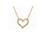 ESTATE .07CT DIAMOND 14KT YELLOW GOLD 3D CLASSIC OPEN HEART LOVE NECKLACE