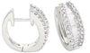 .96CT DIAMOND 14K WHITE GOLD ROUND & BAGUETTE CLASSIC GRADUATING HUGGIE EARRINGS