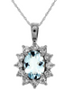 1.73CT DIAMOND & AAA AQUAMARINE 14KT WHITE GOLD 3D OVAL & ROUND FLOATING PENDANT