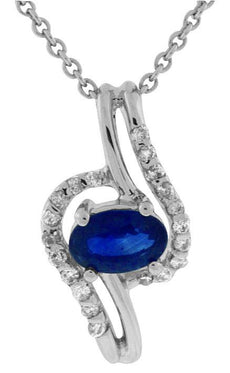 .66CT DIAMOND & AAA SAPPHIRE 14K WHITE GOLD 3D OVAL & ROUND FUN FLOATING PENDANT