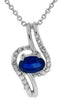 .66CT DIAMOND & AAA SAPPHIRE 14K WHITE GOLD 3D OVAL & ROUND FUN FLOATING PENDANT