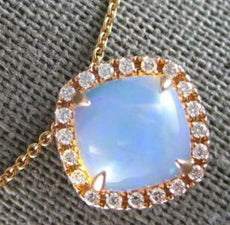 2.42CT DIAMOND & AAA AUSTRALIAN OPAL 14KT ROSE GOLD CUSHION & ROUND HALO PENDANT