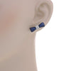 ESTATE 2.19CT DIAMOND & AAA SAPPHIRE 18KT WHITE GOLD 3D ROUND BOW STUD EARRINGS