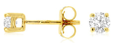 ESTATE .50CT DIAMOND 14KT YELLOW GOLD 3D CLASSIC ROUND 4 PRONG STUD EARRINGS